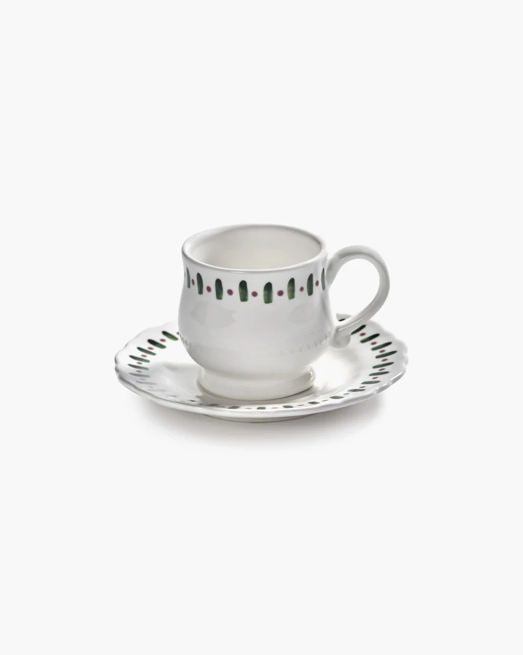 Koffiekop en Schotel Charly Cappuccino Bordeaux Green