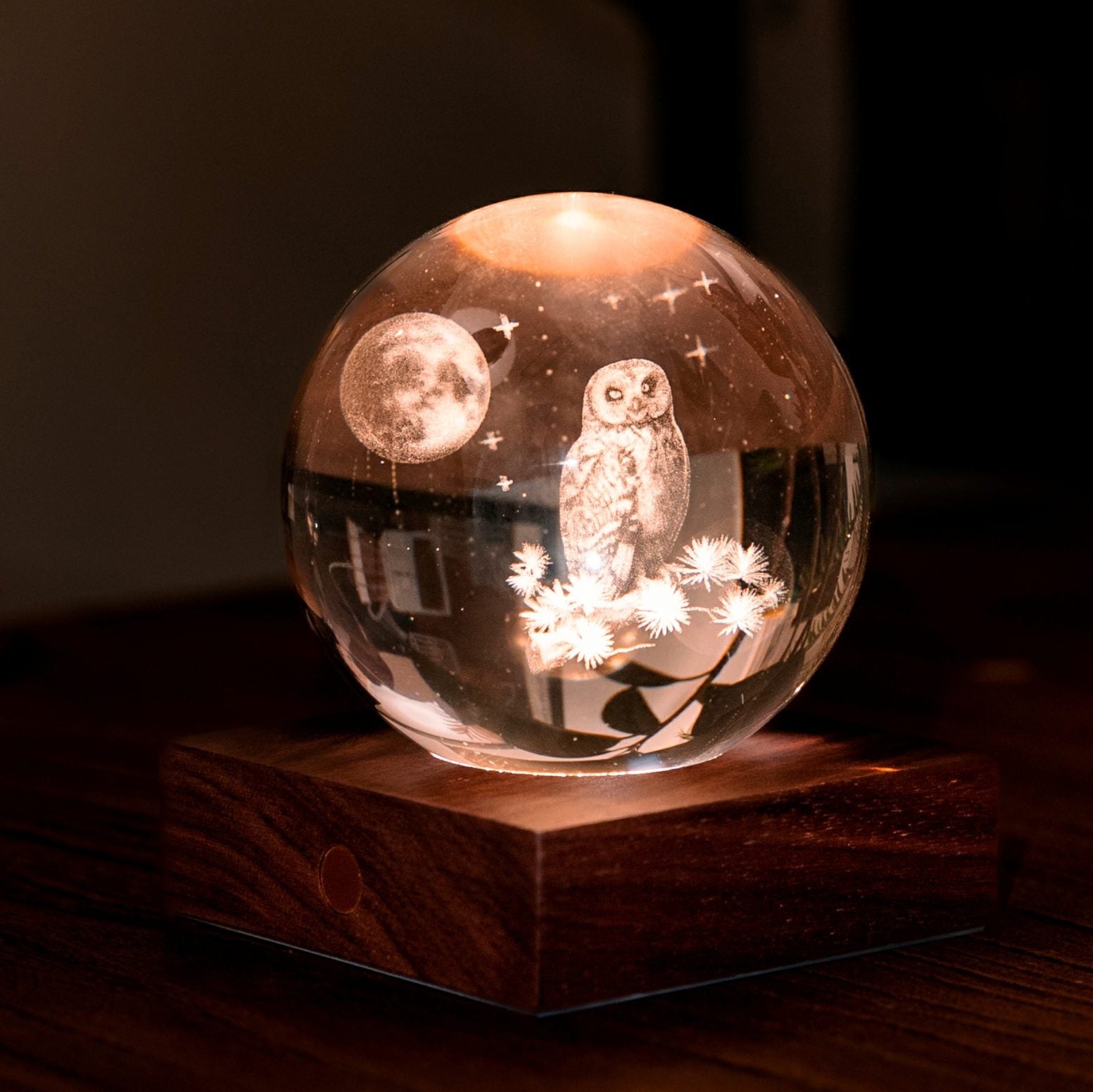 Lamp Gingko Amber Crystal Uil