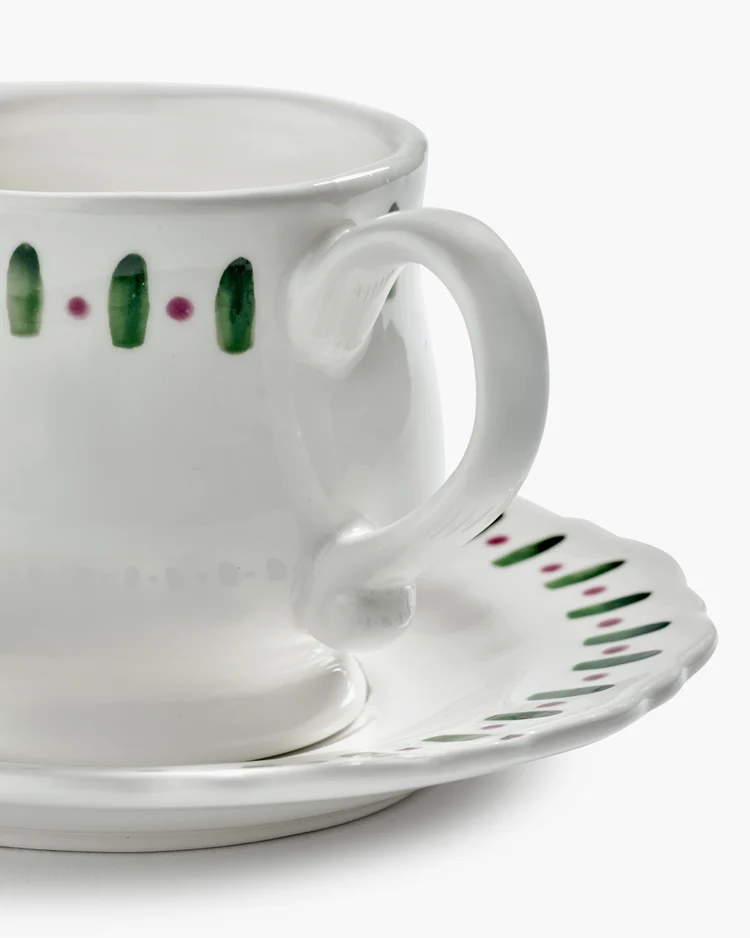 Koffiekop en Schotel Charly Cappuccino Bordeaux Green