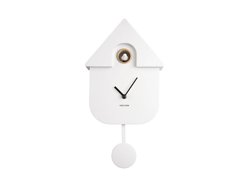 Klok Cuckoo Modern Wall Clock 41,5x8,5x21,5 cm Wit