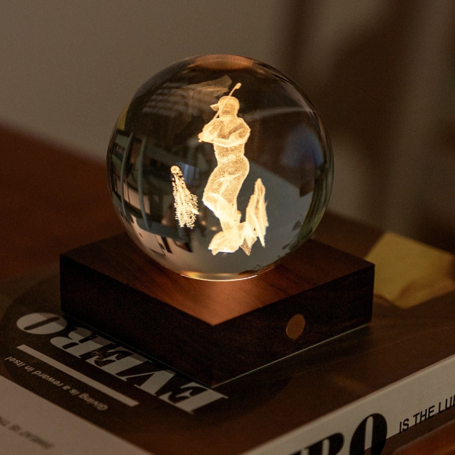 Lamp Gingko Amber Crystal Golf