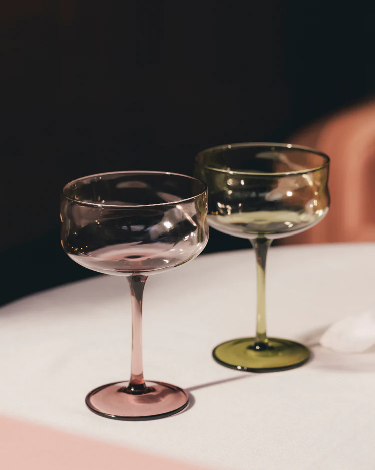 Champagne Coupe Paveau Swirl Moss Mosgroen