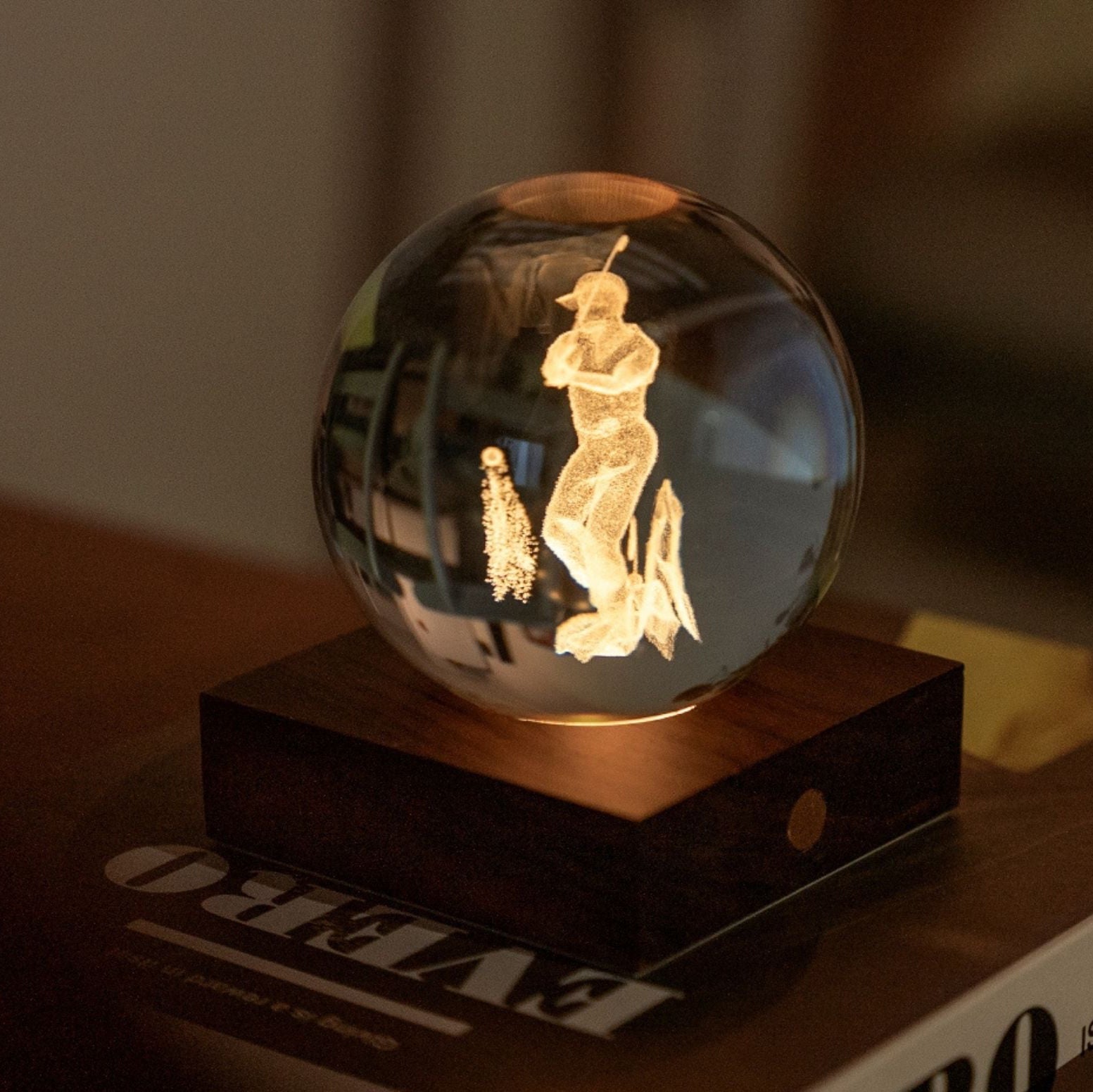 Lamp Gingko Amber Crystal Golf