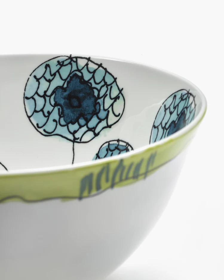 Serveerkom Midnight Flowers Hoog M D22 H11,5 cm Anemone Blue
