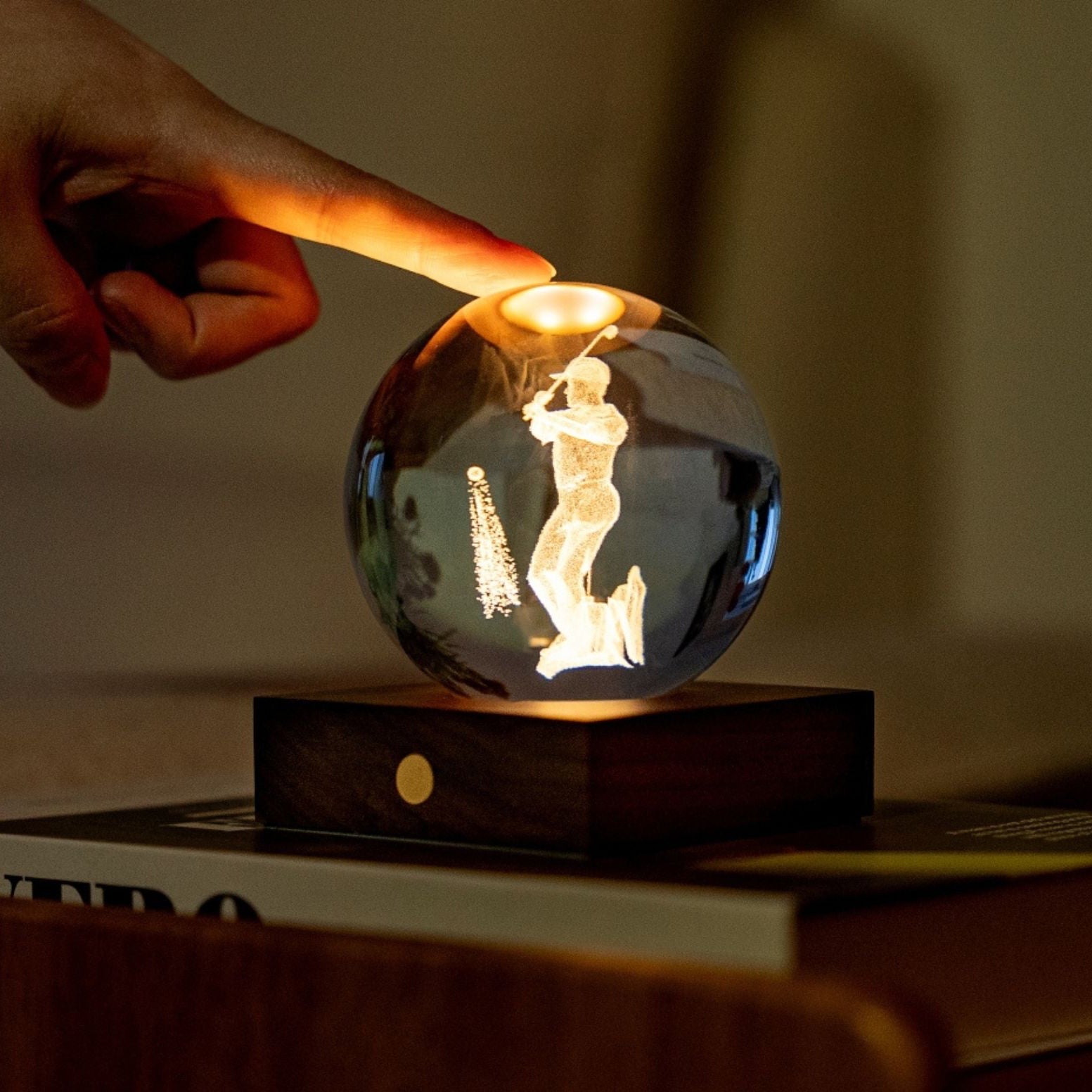 Lamp Gingko Amber Crystal Golf