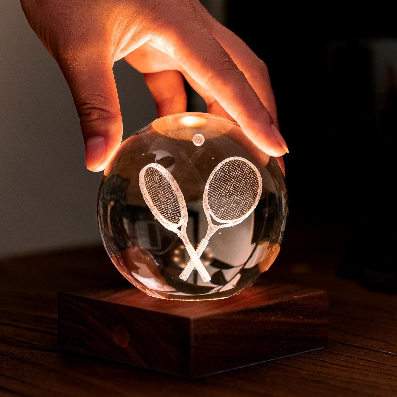 Lamp Gingko Amber Crystal Tennis