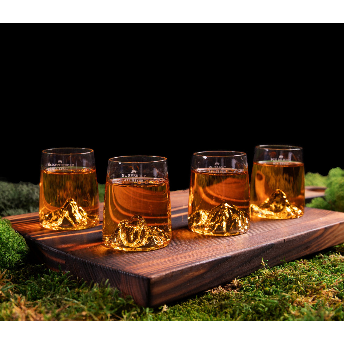 Shot Glaasjes Topographic Set 4 Mont Blanc, Mount Everest, Matterhorn & Pic Du Midi