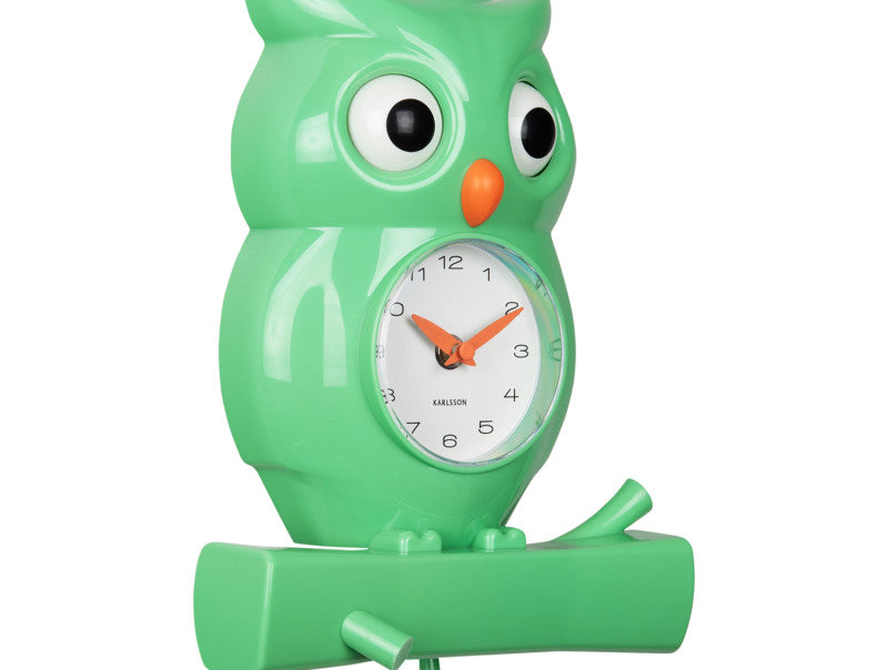 Klok Owl Pendulum Wall Clock Groen