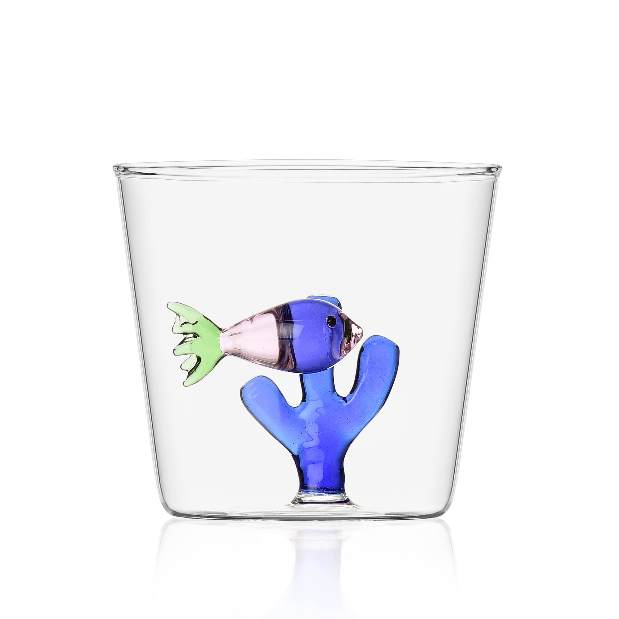 <transcy>Water Glass Tumbler Ichendorf Marine Garden Fish Rose Algae Blue</transcy>