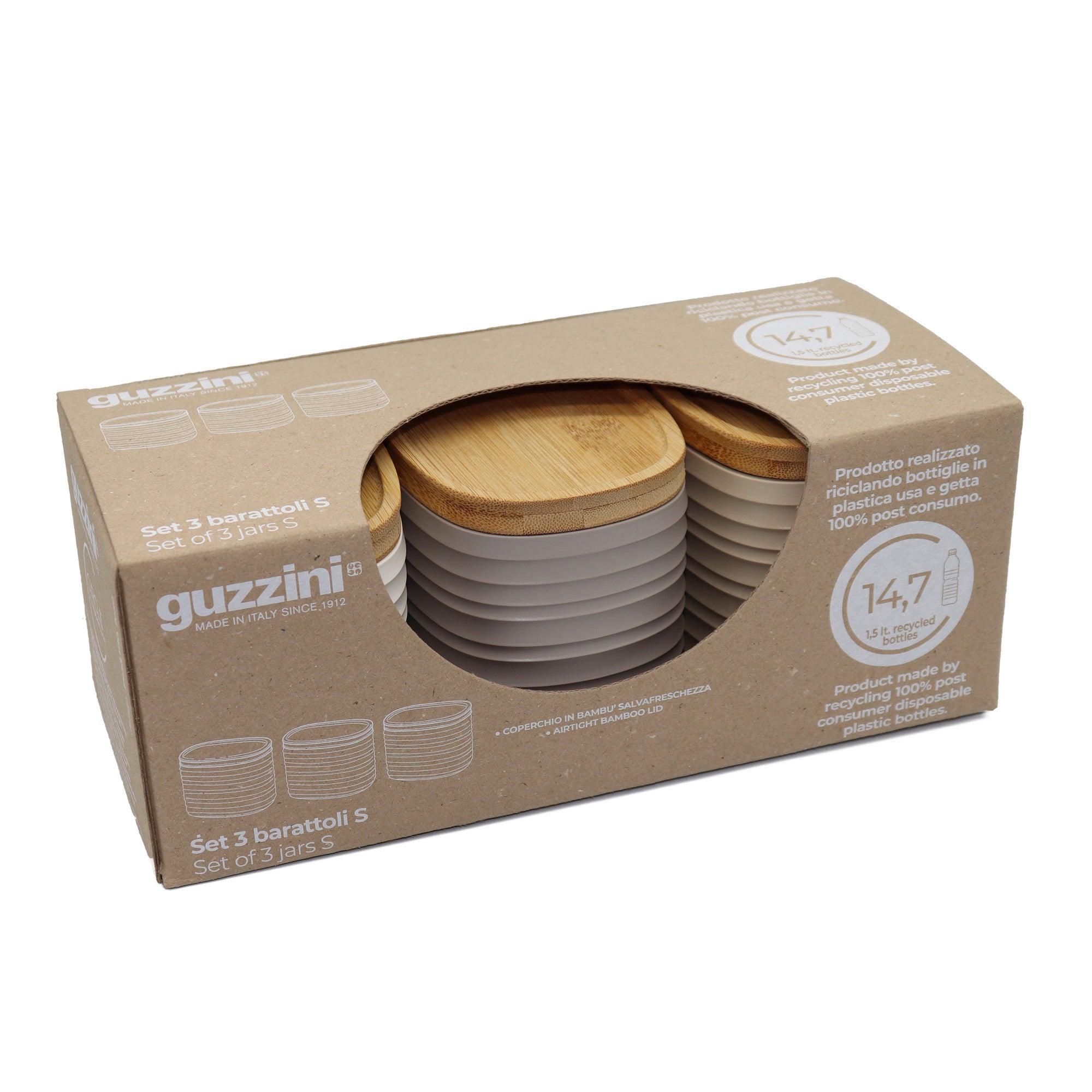 <transcy>Storage Boxes Tierra Guzzini with Bamboo Lid S Set 3</transcy>