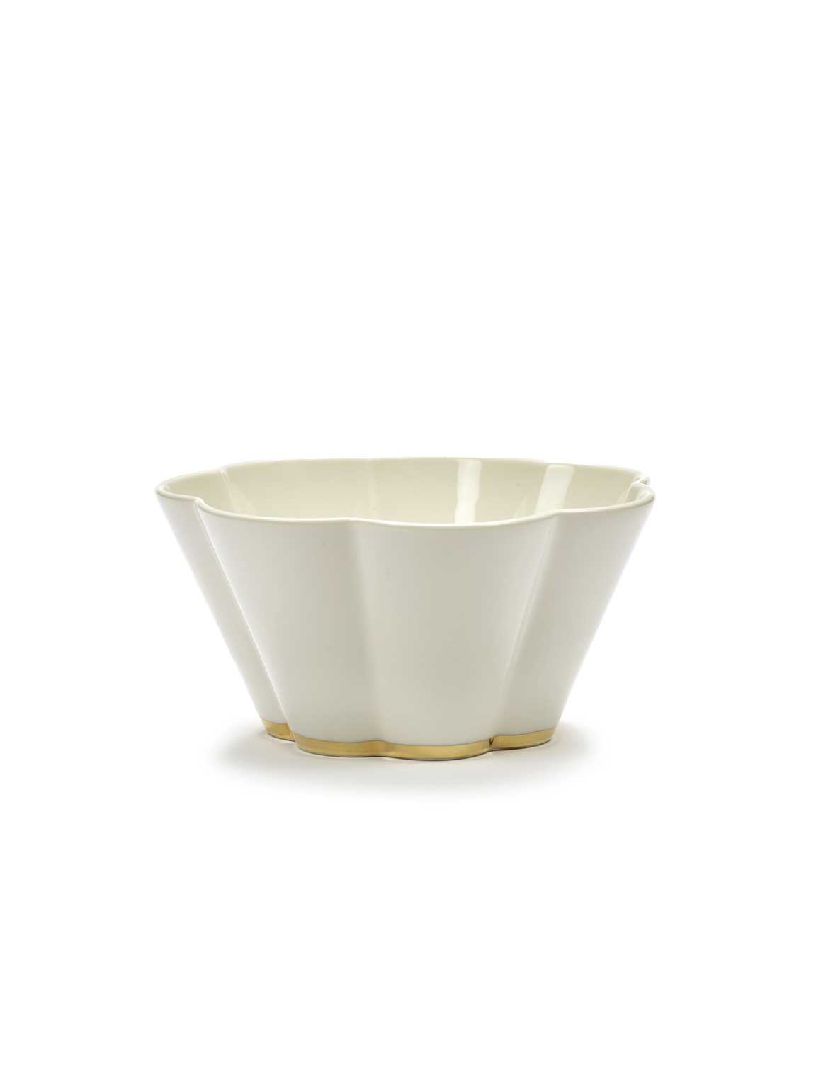 Kom Desiree Geribbeld XL D15 H8 Wit Goud