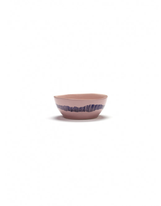 <transcy>Bowl Feast L L18 X W18 X H8 Cm Delicious Pink Swirl-Stripes Blue</transcy>