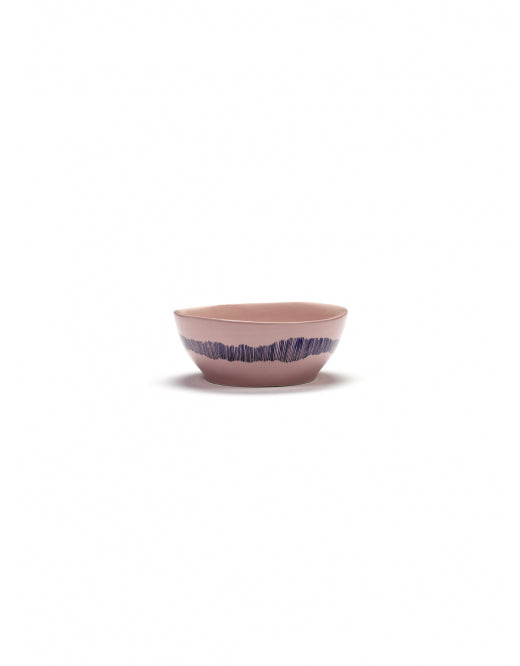 Kom Feast L D18 X H8 Cm Delicious Pink Swirl-Stripes Blauw