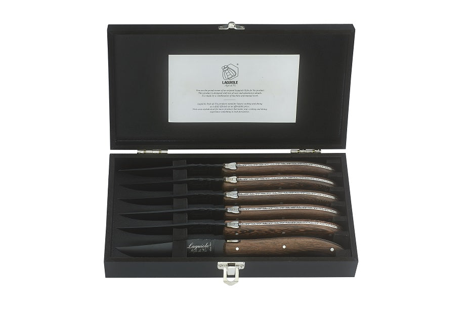Steakmessen Laguiole Luxury Set 6 Wenge Zwart