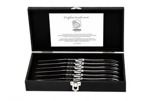 Steakmessen Laguiole Luxury Set 6 Zwart Ebbenhout