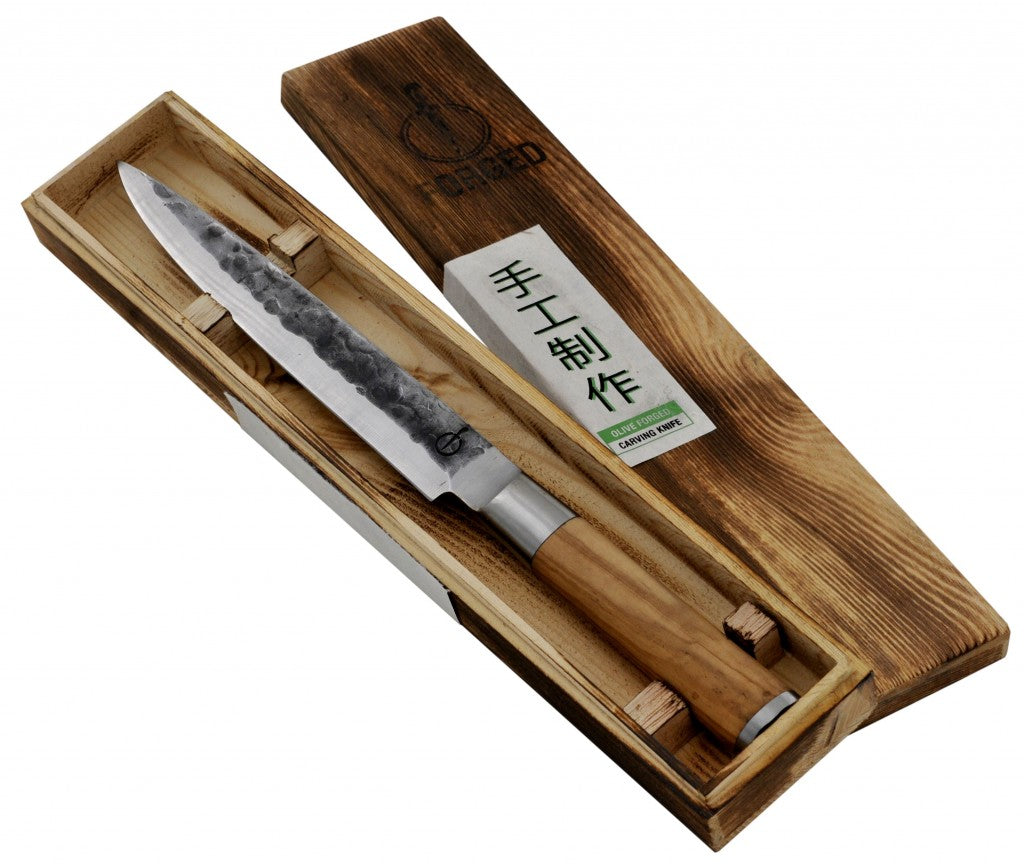 <transcy>Knife Forged Olive Wood Carving Knife</transcy>