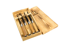 Load image into Gallery viewer, &lt;transcy&gt;Knife Forged Olive Wood Stick Knife Set 4&lt;/transcy&gt;