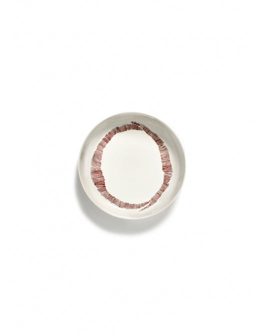 Bord Hoog Feast D22 X H4 Cm Wit Swirl-Stripes Rood