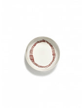 Afbeelding in Gallery-weergave laden, Bord Hoog Feast D22 X H4 Cm Wit Swirl-Stripes Rood