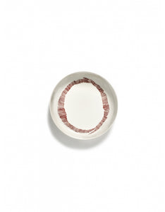 Bord Hoog Feast D22 X H4 Cm Wit Swirl-Stripes Rood