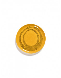 Bord Feast L D26,5 X H2 Cm Sunny Yellow Swirl-Dots Zwart