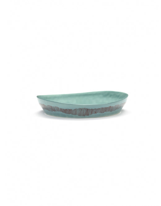 <transcy>Serving bowl Feast S L30 X W29.5 H6 cm Azure Swirl-Stripes Red</transcy>