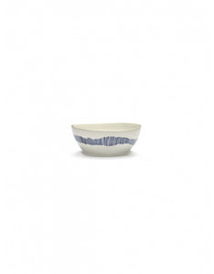 Kom Feast L D18 X H8 Cm Wit Swirl-Stripes Blauw