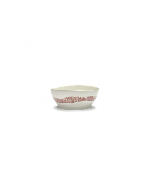 Kom Feast L D18 X H8 Cm Wit Swirl-Stripes Rood