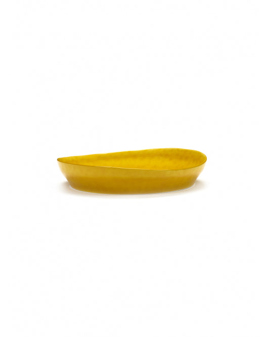<transcy>Serving bowl Feast S L30 X W29.5 H6 cm Sunny Yellow Swirl-Dots Black</transcy>