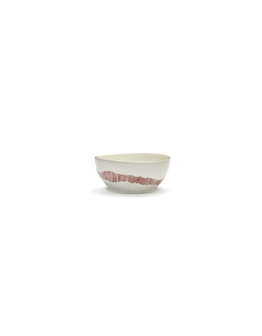 <transcy>Bowl Feast S L16 X W16 X H7.5 cm White Swirl-Stripes Red</transcy>