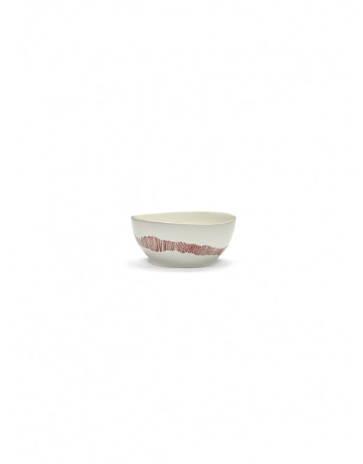 Kom Feast S D16 X H7,5 Cm Wit Swirl-Stripes Rood