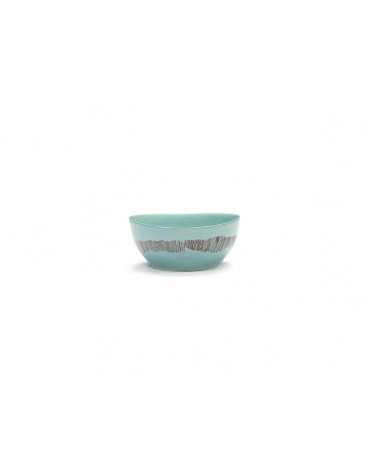 <transcy>Bowl Feast S L16 X W16 X H7.5cm Azure Swirl-Stripes Red</transcy>