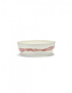 Saladekom Feast D28,5 H9,5 Cm Wit Swirl-Stripes Rood