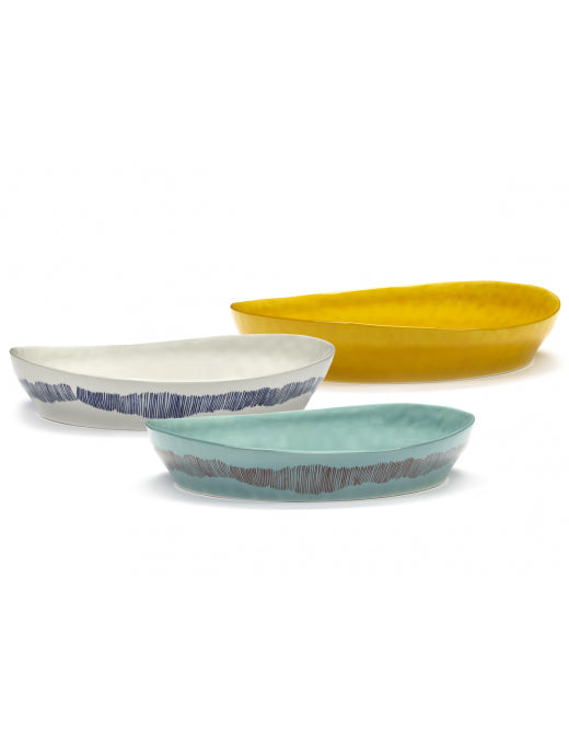 <transcy>Serving bowl Feast S L30 X W29.5 H6 cm White Swirl-Stripes Blue</transcy>