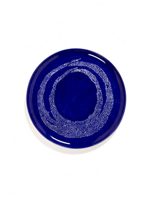 <transcy>Serving Plate Feast L35 X W35 X H2 Cm Lapis Lazuli Swirl-Dots White</transcy>