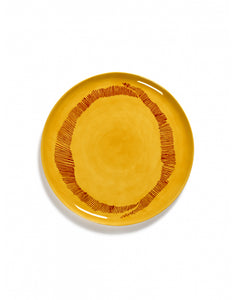 Serveerbord Feast D35 X H2 Cm Sunny Yellow Swirl-Stripes Rood