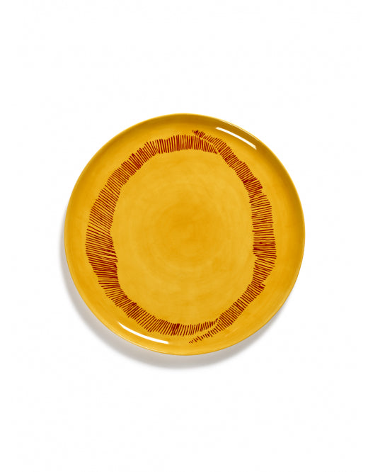 Serveerbord Feast D35 X H2 Cm Sunny Yellow Swirl-Stripes Rood