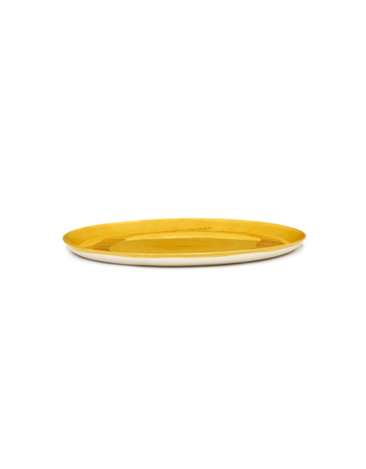<transcy>Serving Plate Feast L35 X W35 X H2 Cm Sunny Yellow Swirl-Stripes Red</transcy>