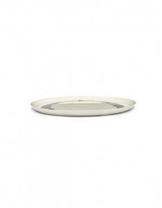 Serveerbord Feast D35 X H2 Cm Wit Swirl-Stripes Blauw