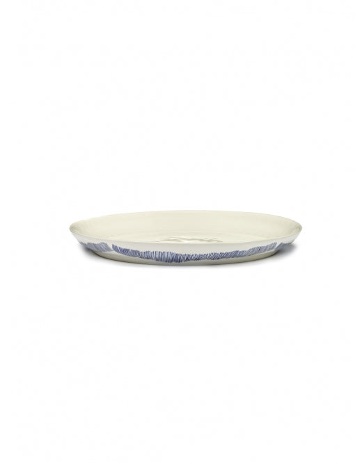 <transcy>Serving Dish Feast S L35 X W35 H4 Cm White Swirl-Stripes Blue</transcy>