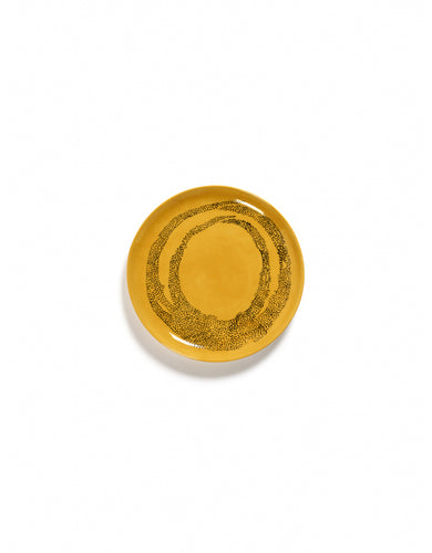 Bord Feast M D22,5 X H2 Cm Sunny Yellow Swirl-Dots Zwart