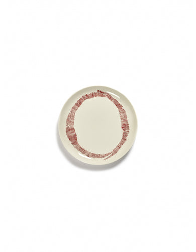 Bord Feast M D22,5 X H2 Cm Wit Swirl-Stripes Rood