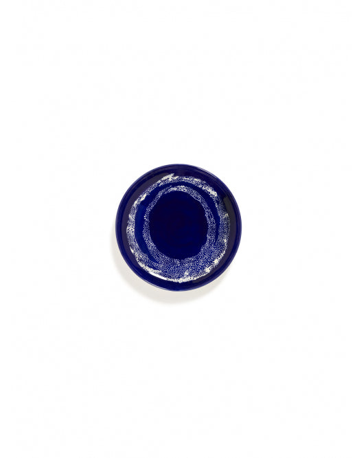 <transcy>Plate Feast S L19 X W19 X H2 Cm Lapis Lazuli Swirl-Dots White</transcy>