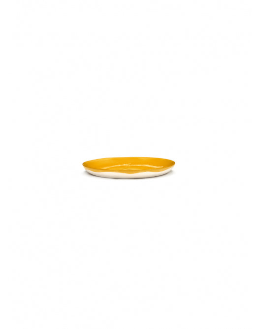 <transcy>Plate Feast S L19 X W19 X H2 Cm Sunny Yellow Swirl-Stripes White</transcy>
