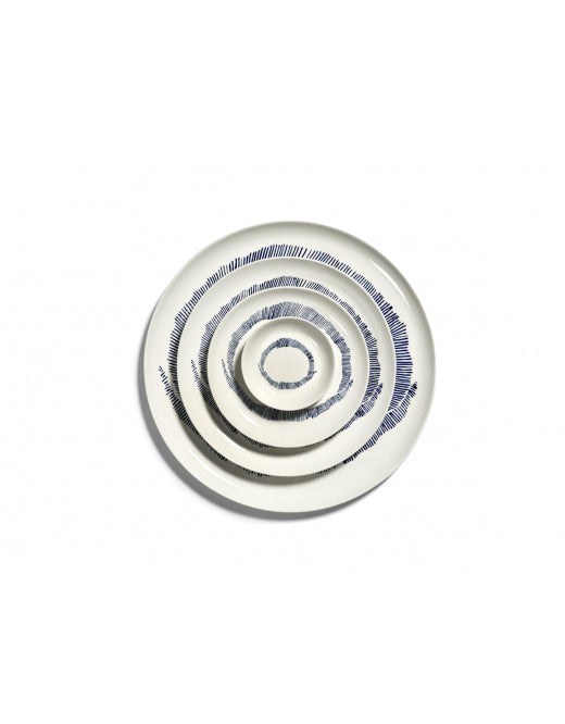 <transcy>Plate Feast S L19 X W19 X H2 Cm White Swirl-Stripes Blue</transcy>