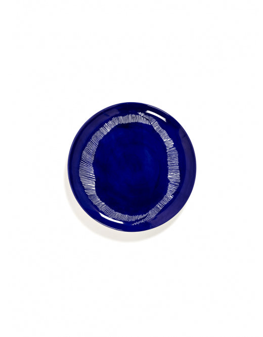 <transcy>Plate Feast L L26,5 X W26,5 X H2 Cm Lapis Lazuli Swirl-Stripes White</transcy>