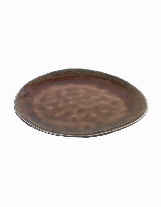 <transcy>Plate Pure Oval Medium 20x17xH1,8 Brown Set 2</transcy>