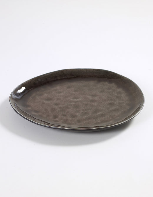 <transcy>Plate Pure Oval Large 28x24H2.35 Brown Set 2</transcy>