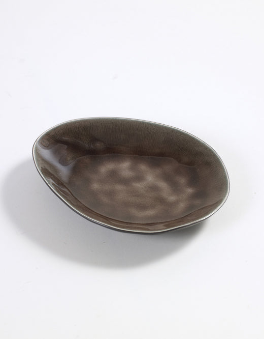 <transcy>Plate Pure Oval Small 15x12xH2.5 Brown Set 4</transcy>