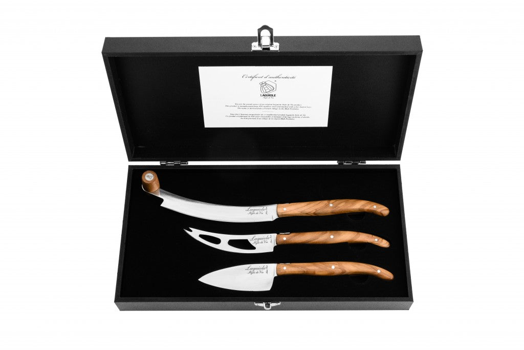 <transcy>Cheese knives Laguiole Set 3 Olive wood</transcy>